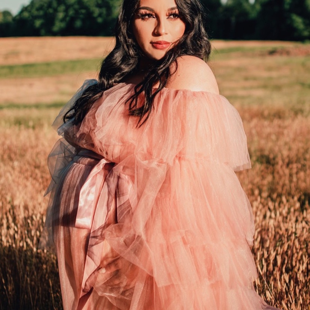 Tulle blush maternity dress